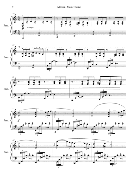 Medici Main Theme Piano Arrangement Page 2