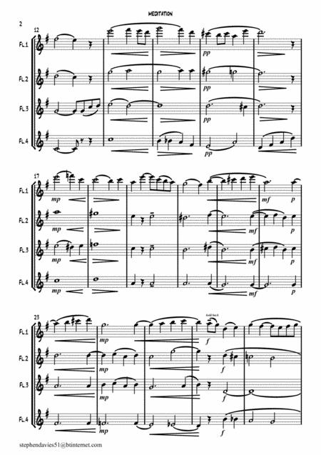 Meditation By Walter Battison Haynes For Flute Quartet Page 2