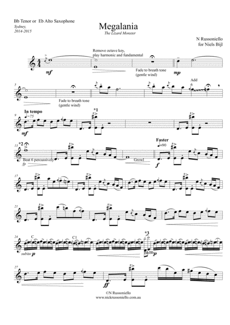 Megalania For Solo Alto Or Tenor Saxophone Page 2