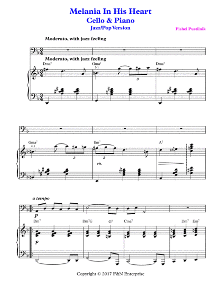 Melania In His Heart For Cello And Piano Page 2
