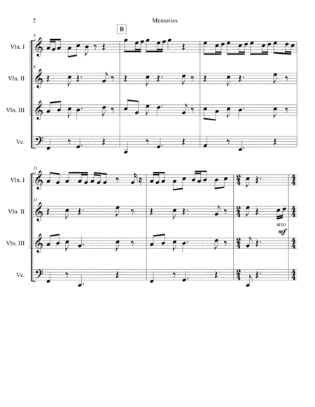 Memories By Maroon 5 For String Quartet 3 Violin And Cello Page 2