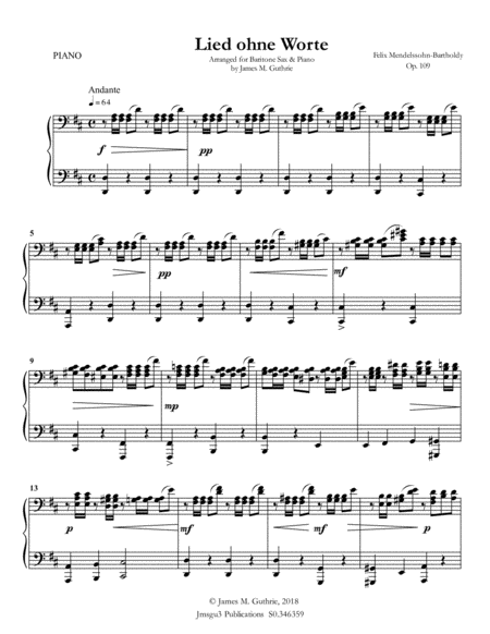 Mendelssohn Song Without Words Op 109 For Bassoon Piano Page 2