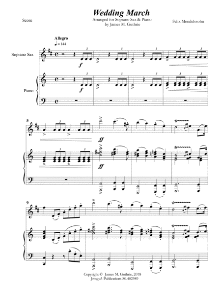 Mendelssohn Wedding March For Soprano Sax Piano Page 2