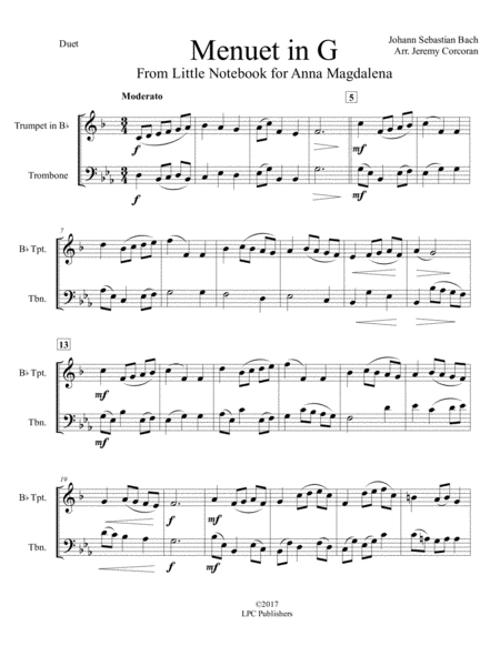 Menuet In G For Trumpet And Trombone Page 2