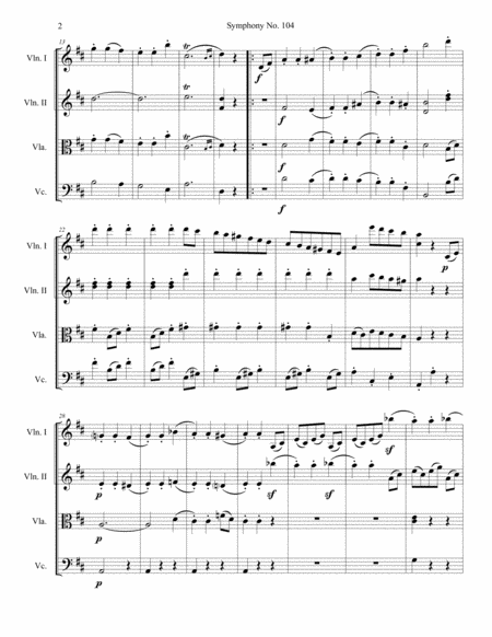 Menuetto From Symphony No 104 London Arranged For String Quartet Page 2