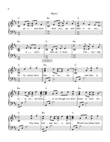 Mercy By Shawn Mendes Parlapiano Arrangement Page 2