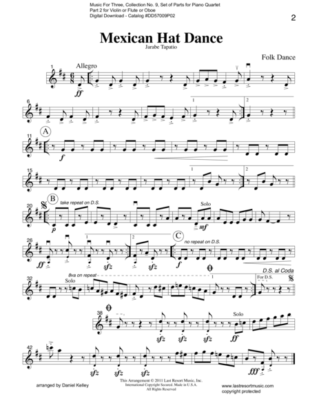 Mexican Hat Dance Jarabe Tapatio For Piano Quartet Page 2