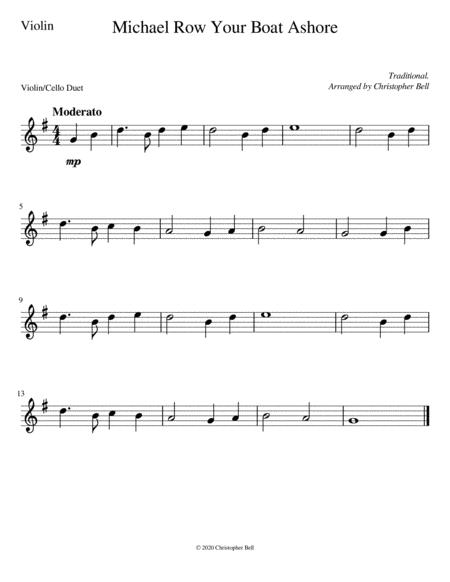 Michael Row Your Boat Ashore Easy Violin Cello Duet Page 2