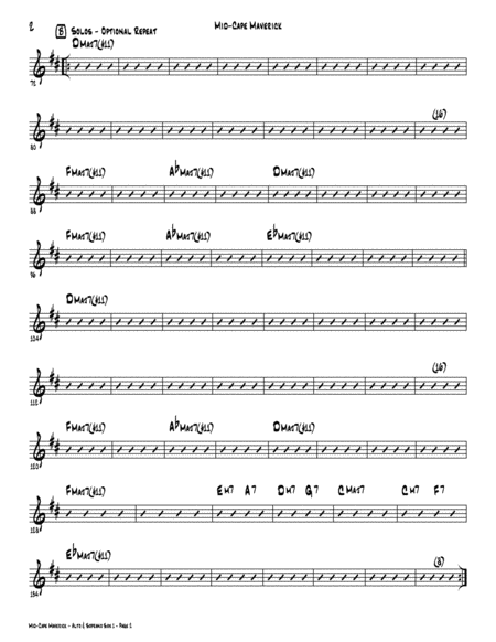 Mid Cape Maverick Jazz Ensemble Full Set Of Parts Page 2