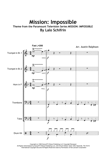 Mission Impossible Theme From The Paramount Television Series Mission Impossible Brass Quintet Page 2