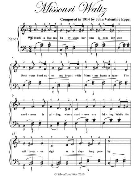 Missouri Waltz Easy Piano Sheet Music Page 2