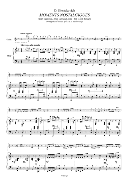 Moments Nostalgiques From Suite No 2 For Jazz Orchestra For Violin Harp Page 2