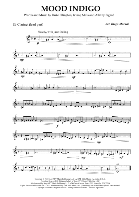 Mood Indigo For Clarinet Quartet Page 2