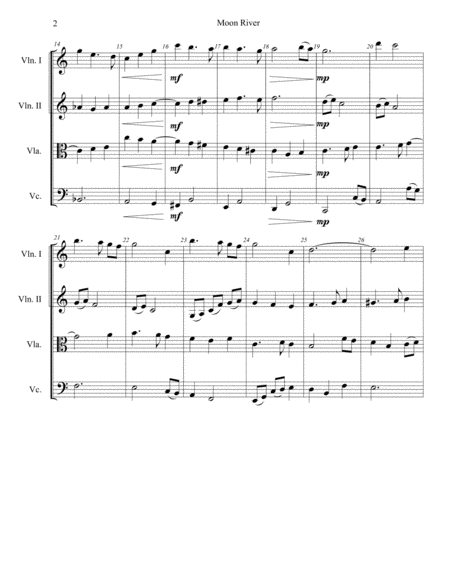 Moon River For String Quartet Page 2