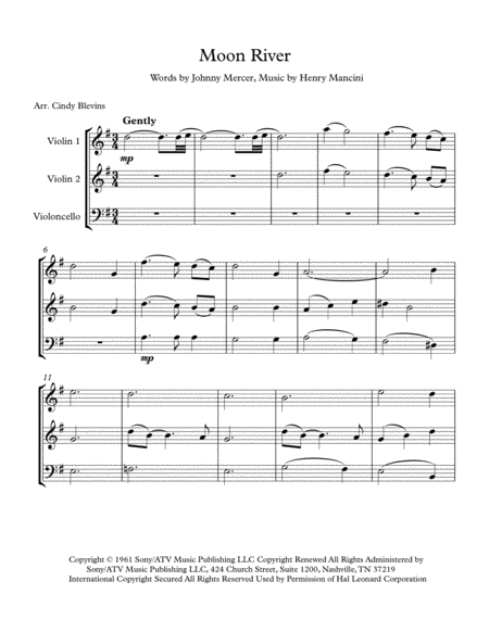 Moon River For Two Violins And Cello Page 2