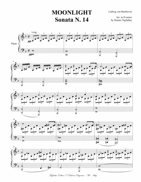 Moonlight Sonata 1st Mov Arr In D Minor Easy Piano Page 2