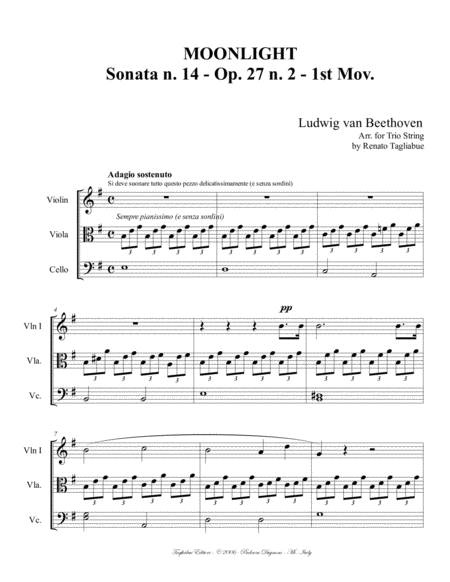 Moonlight Sonata For String Trio 1st Mov With Parts Page 2
