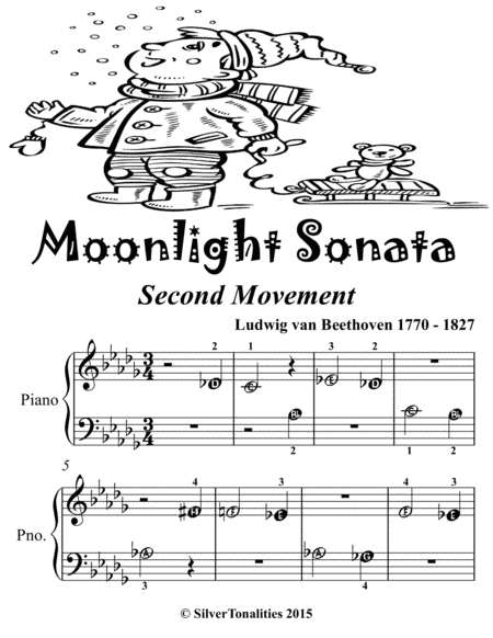 Moonlight Sonata Second Movement Beginner Piano Sheet Music Tadpole Edition Page 2