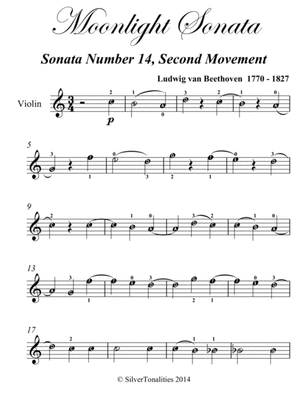 Moonlight Sonata Second Movement Easy Violin Sheet Music Page 2