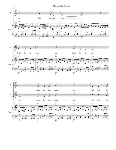 Morning Has Broken Duet For Soprano And Alto Solo Page 2