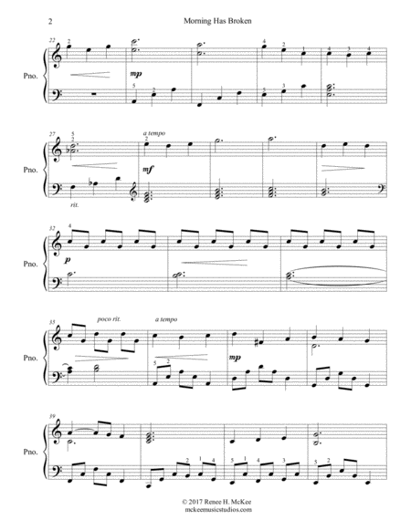 Morning Has Broken Intermediate Piano Solo Page 2