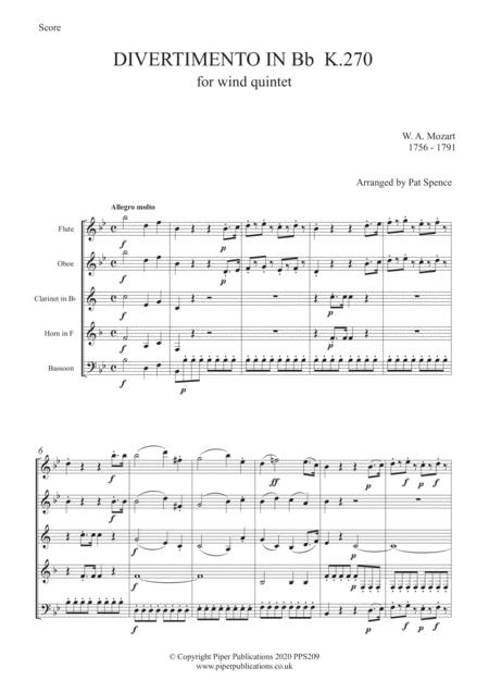 Mozart Divertimento In Bb K 270 For Woodwind Quintet Page 2