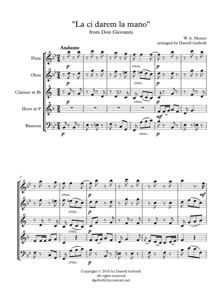 Mozart La Ci Darem La Mano From Don Giovanni For Woodwind Quintet Page 2