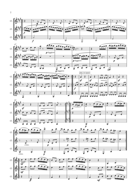Mozart Piano Sonata No 11 In A K331 Mvt Iii Rondo Alla Turca Turkish March Clarinet Trio Page 2