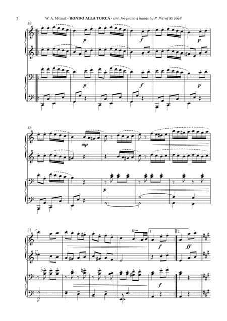 Mozart Rondo Alla Turca 1 Piano 4 Hands Page 2