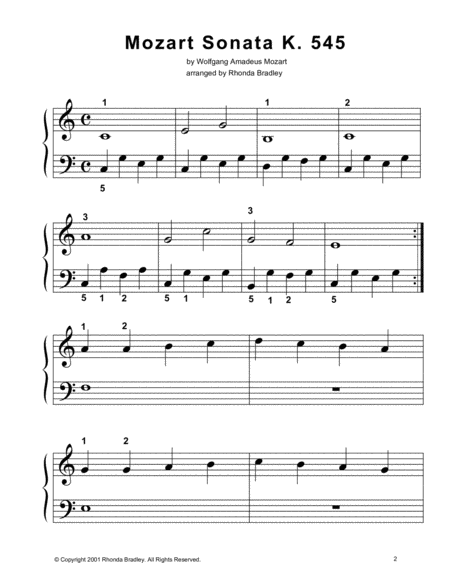 Mozart Sonata K 545 Theme Easy Piano Page 2