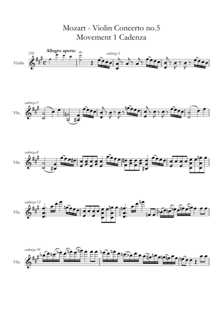Mozart Violin Concerto No 5 Cadenzas Page 2