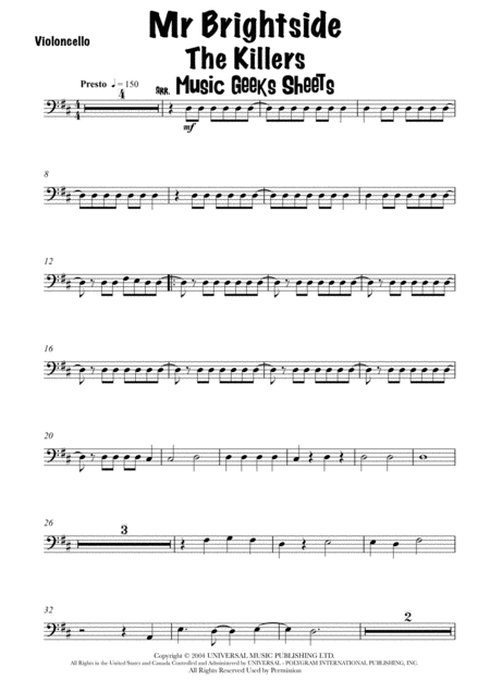 Mr Brightside By The Killers For Easy Cello Page 2