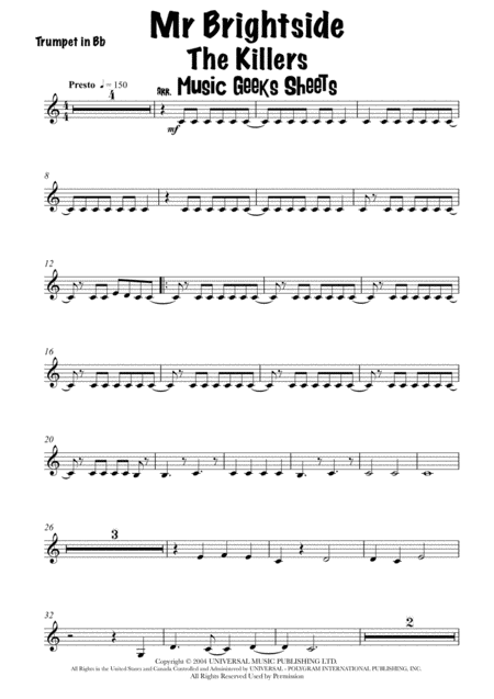 Mr Brightside By The Killers For Easy Trumpet In Bb Page 2