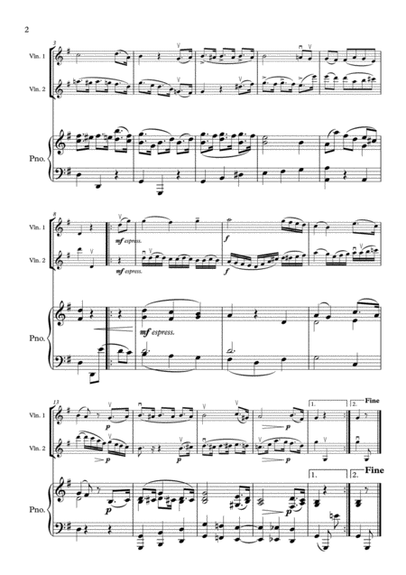 Murray Beethoven Minuet In G 2nd Violin Part New Piano Part Suzuki Bk 2 Page 2