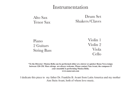 Musica Bella A Bossa Nova For Jazz Ensemble And Strings Page 2