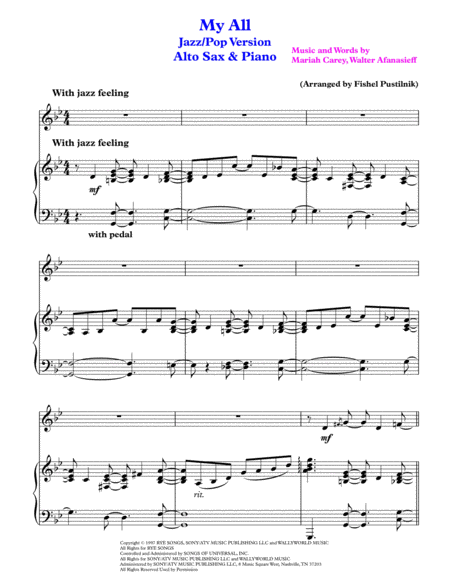 My All For Alto Sax And Piano Video Page 2