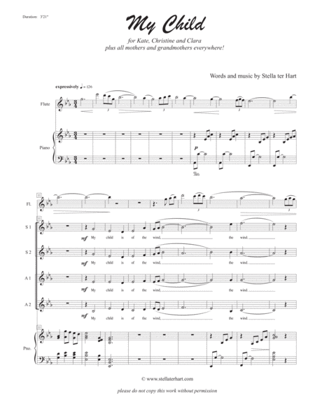 My Child Ssaa With Piano And Flute Accompaniment Page 2