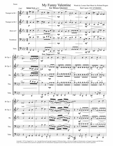 My Funny Valentine For Brass Quintet Page 2