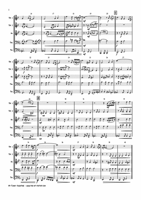 My Funny Valentine Jazz Ballad Brass Quintet Page 2