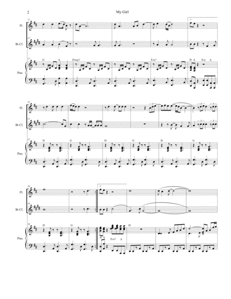 My Girl Duet For Flute And Bb Clarinet Page 2