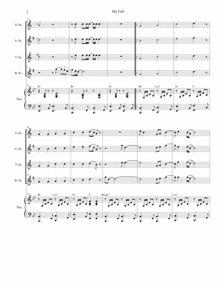 My Girl For Saxophone Quartet And Piano Page 2