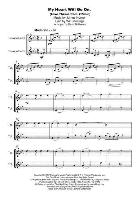 My Heart Will Go On Love Theme From Titanic Duet For Two Trumpets Page 2