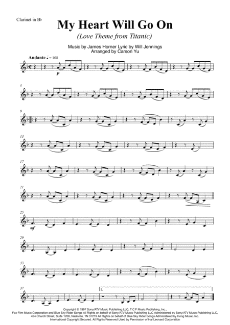 My Heart Will Go On Love Theme From Titanic For Woodwind Quintet Page 2