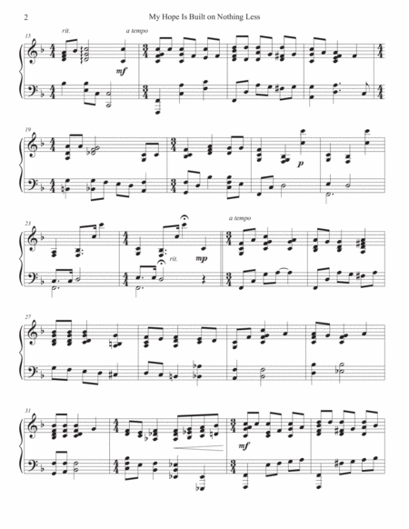 My Hope Is Built On Nothing Less Piano Hymn Arrangement Page 2