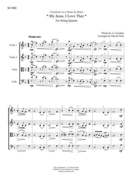 My Jesus I Love Thee For String Quartet Page 2