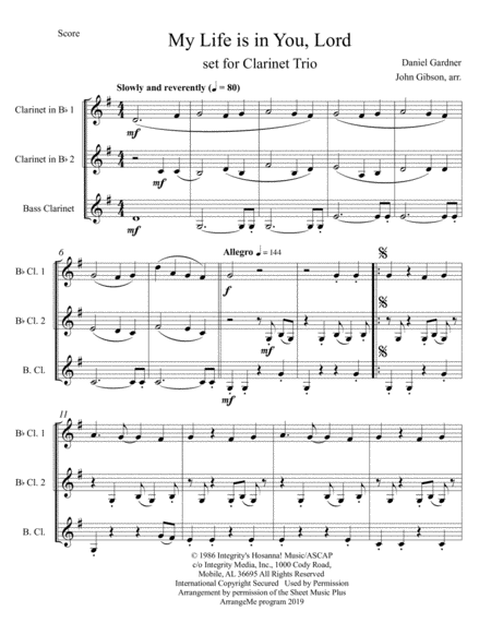 My Life Is In You Lord For Clarinet Trio Page 2