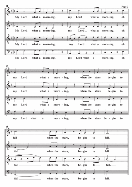 My Lord What A Morning A Cappella Page 2