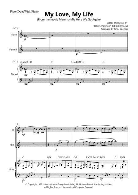 My Love My Life From The Movie Mamma Mia Here We Go Again Flute Duet Page 2