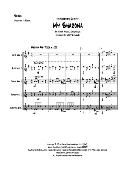 My Sharona For Saxophone Quintet Aattb Page 2