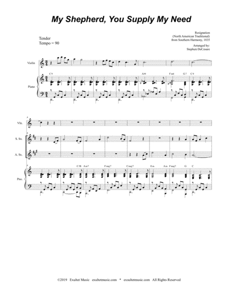 My Shepherd You Supply My Need For Saxophone Quartet And Piano Page 2